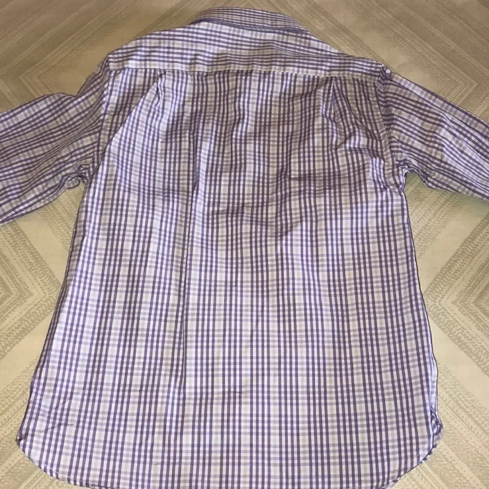 Crewcuts Boys Purple/White Plaid Button Down Shirt